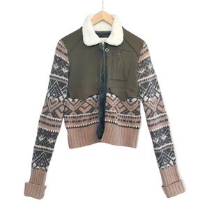 Free People Jacket, Mauvy Pink/Olive, Faux Shearling, XS